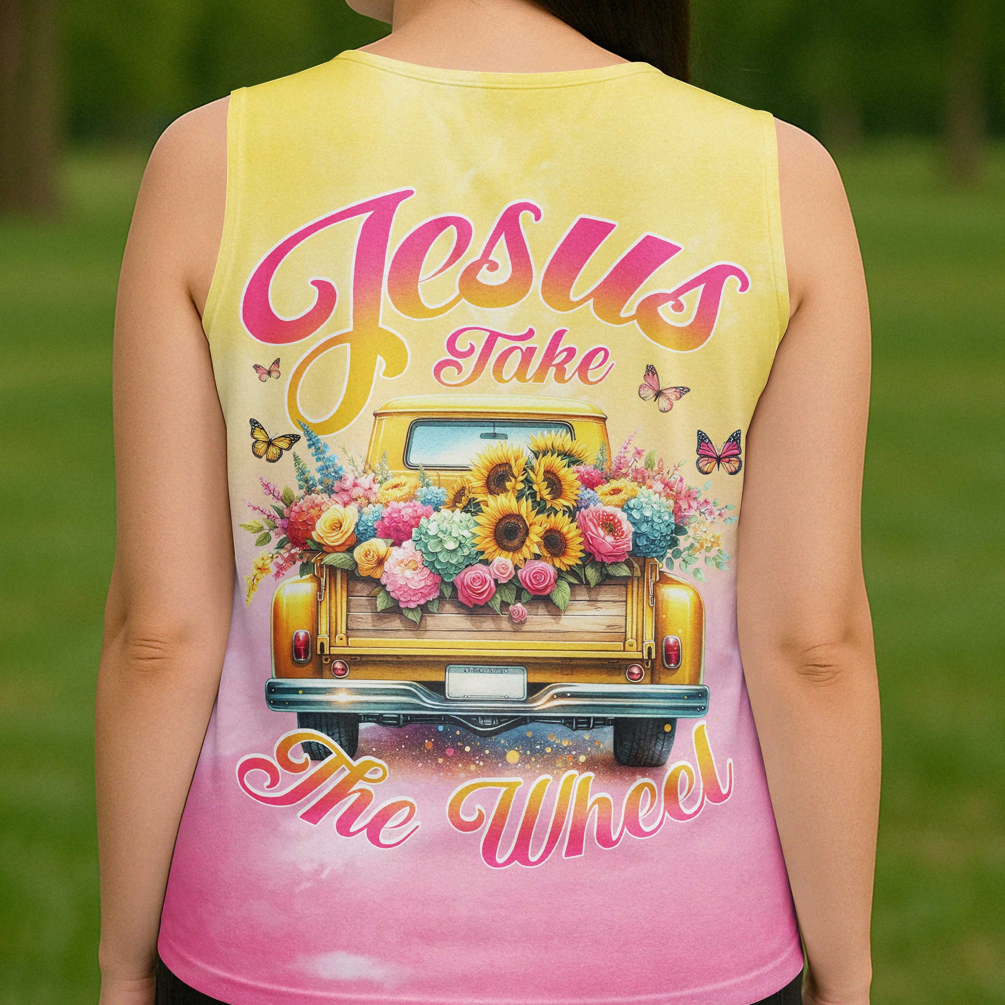 Jesus Take The Wheel All Over Print V-neck Tank Top