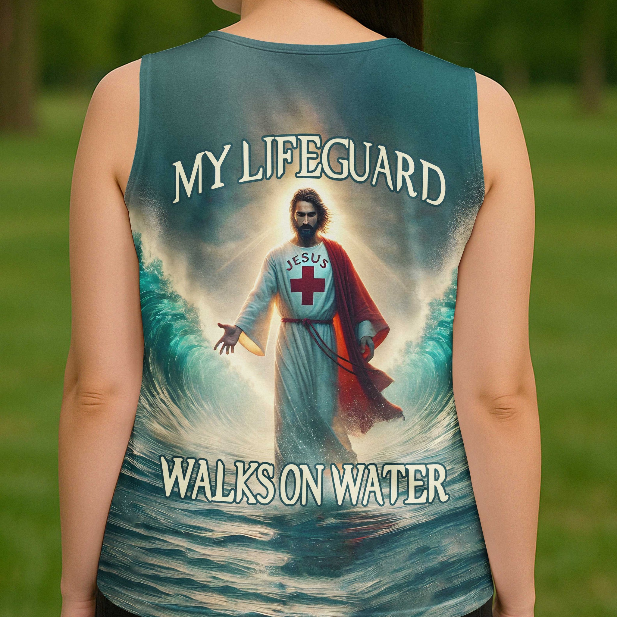 My Lifeguard Walks On Water All Over Print V-neck Tank Top