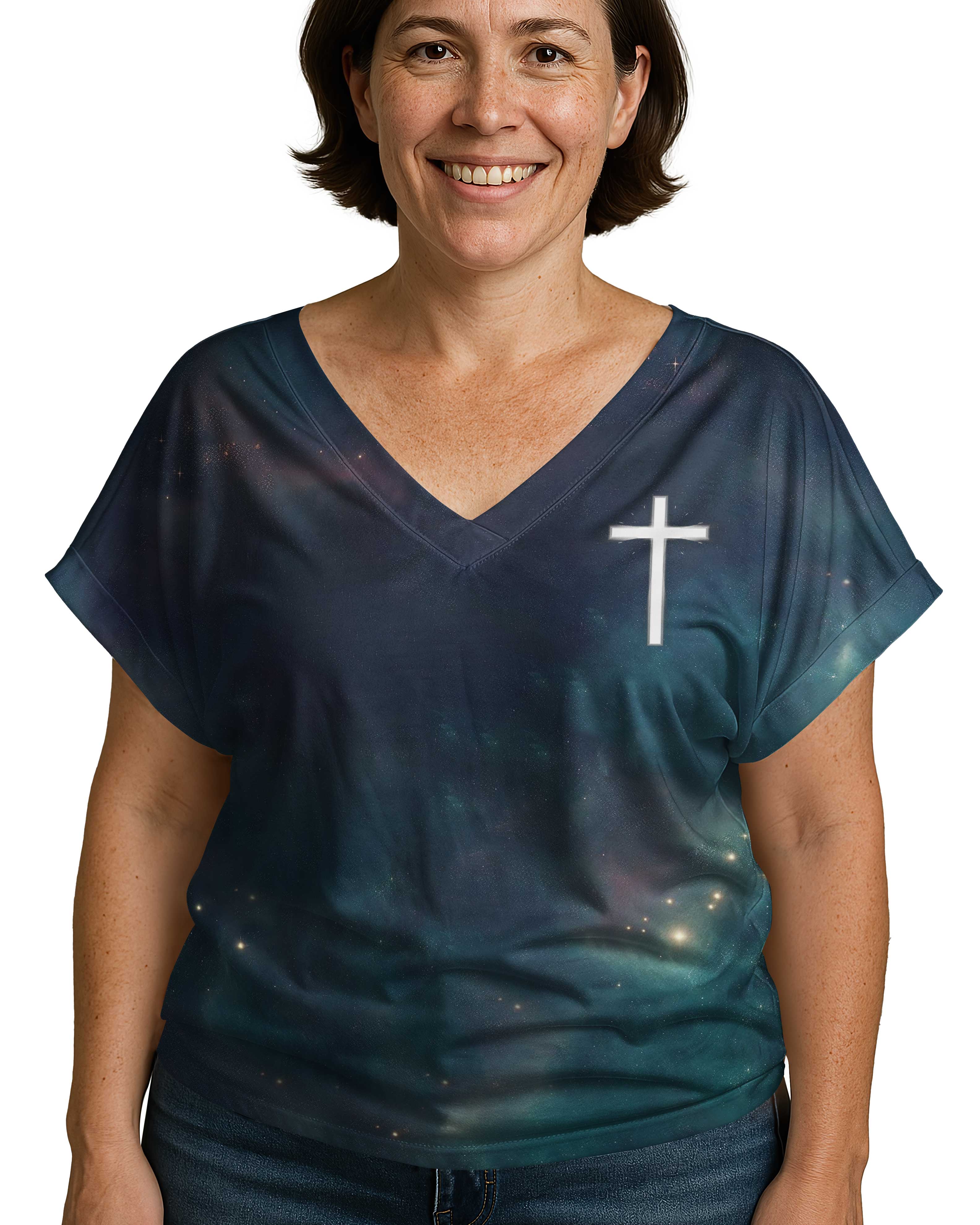 Christ In Me The Hope Of Glory All Over Print V-neck Dolman Sleeves Shirt