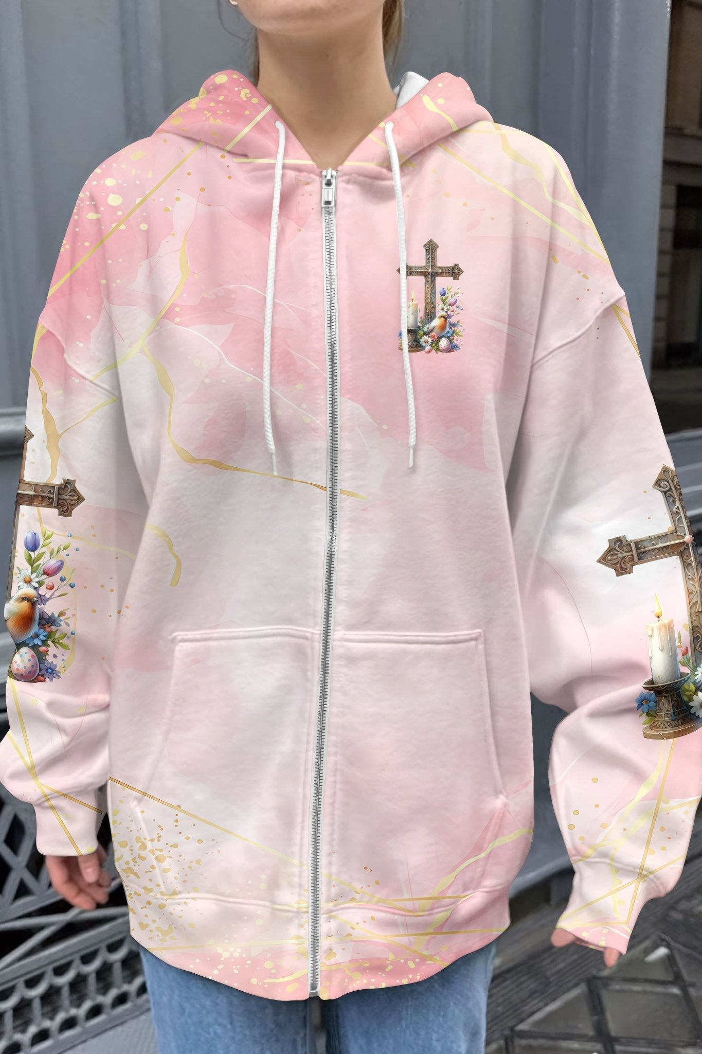 He Is Risen All Over Print Zip Hoodie