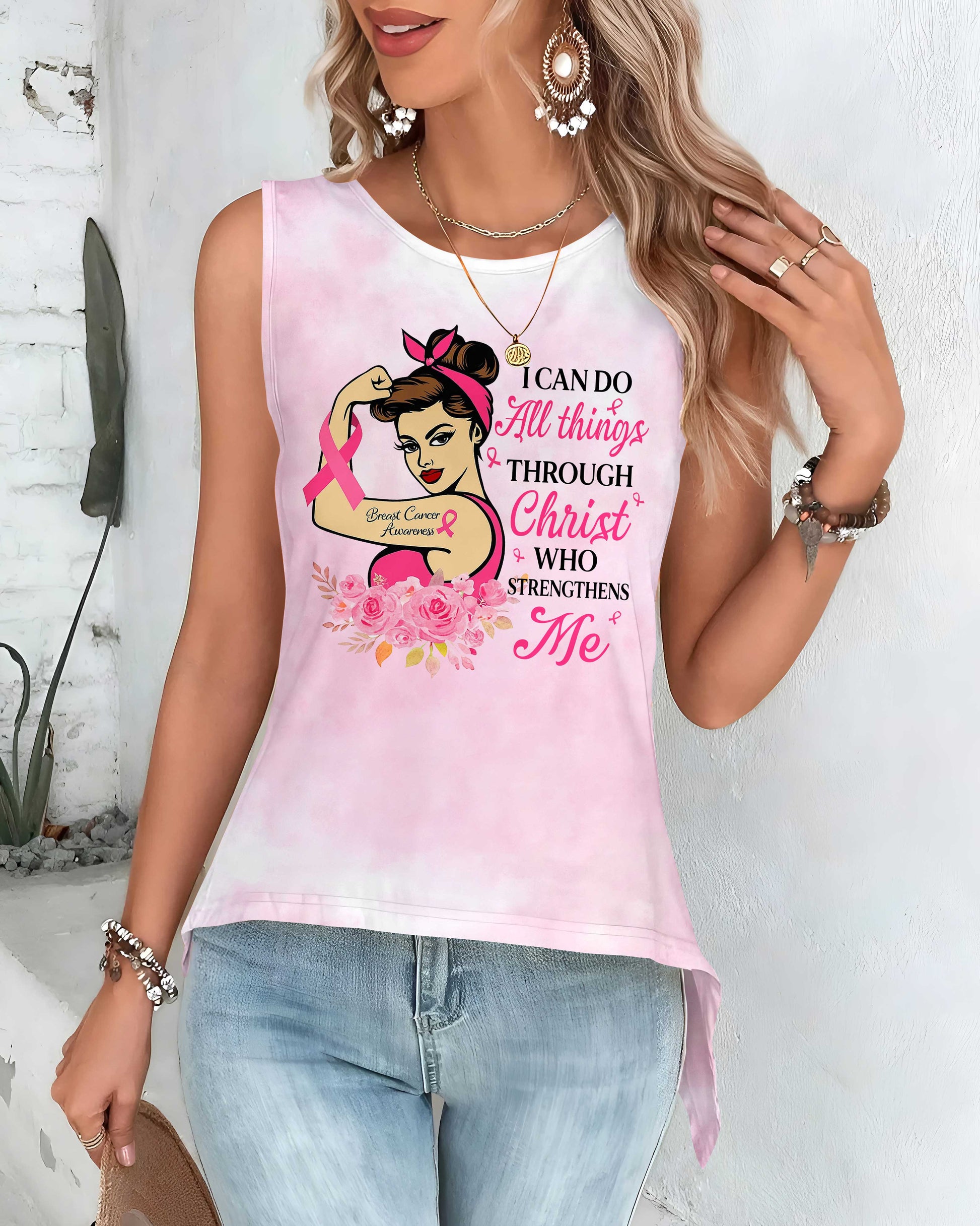 I Can Do All Things Through Christ Crop Out Wrap Back Tank Top