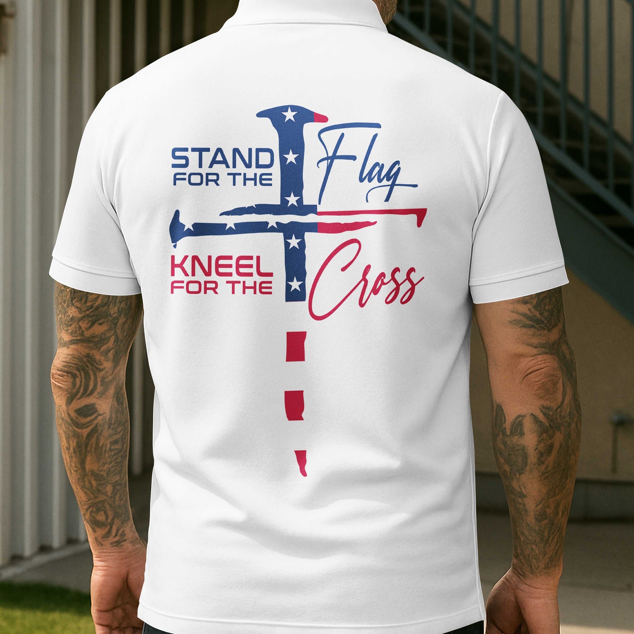 Stand For The Flag Kneel For The Cross Polo Shirt