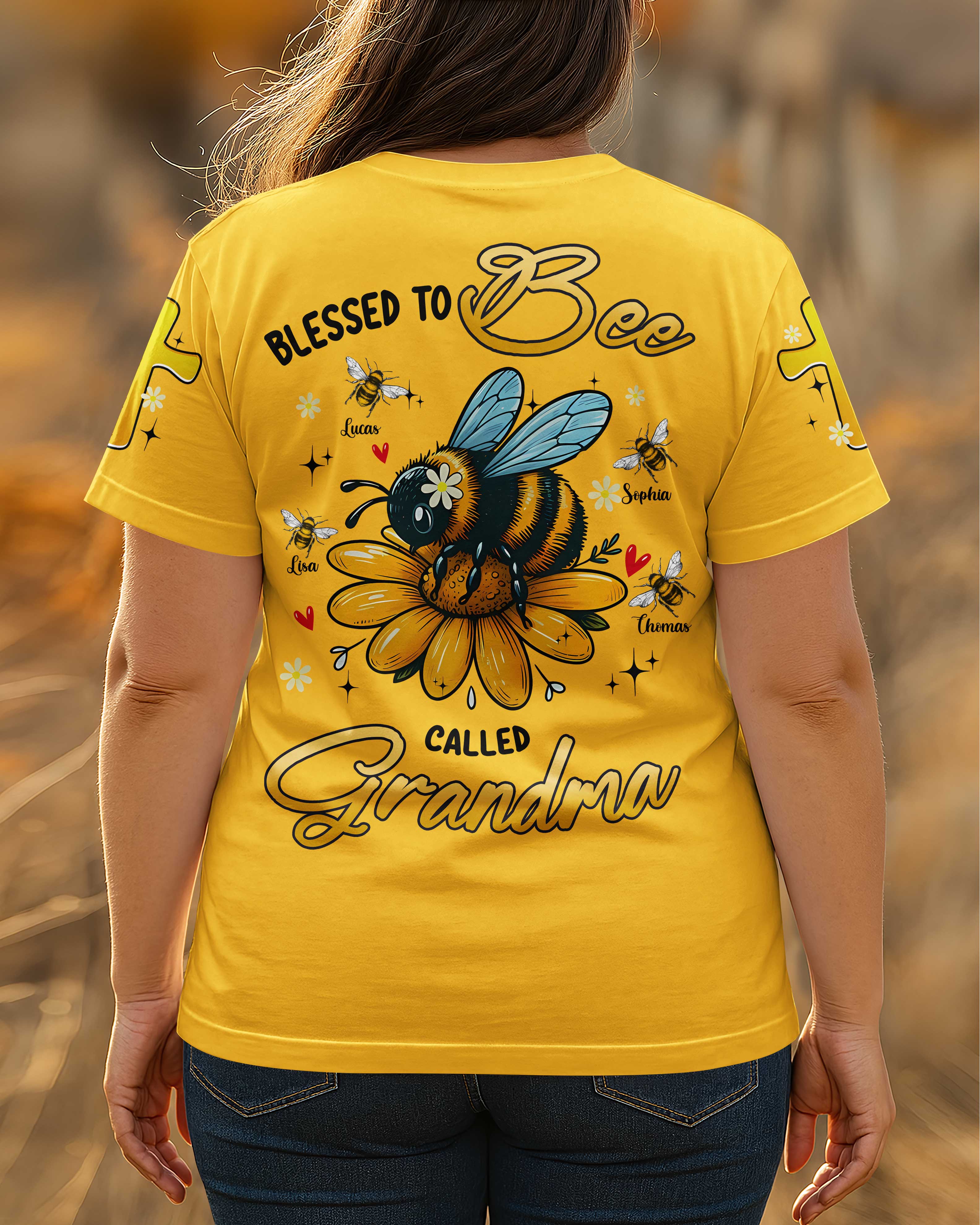 Blessed To Bee Called Grandma All Over Print T-Shirt
