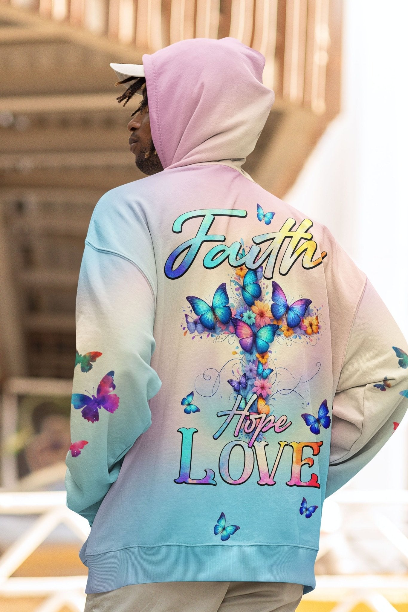 Butterfly Faith Hope Love All Over Print Hoodie